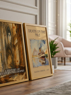 A History of Western Philosophy watercolour print framed by window – literary home decor