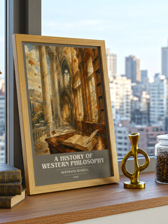 A History of Western Philosophy book cover print framed by window – literary home decor