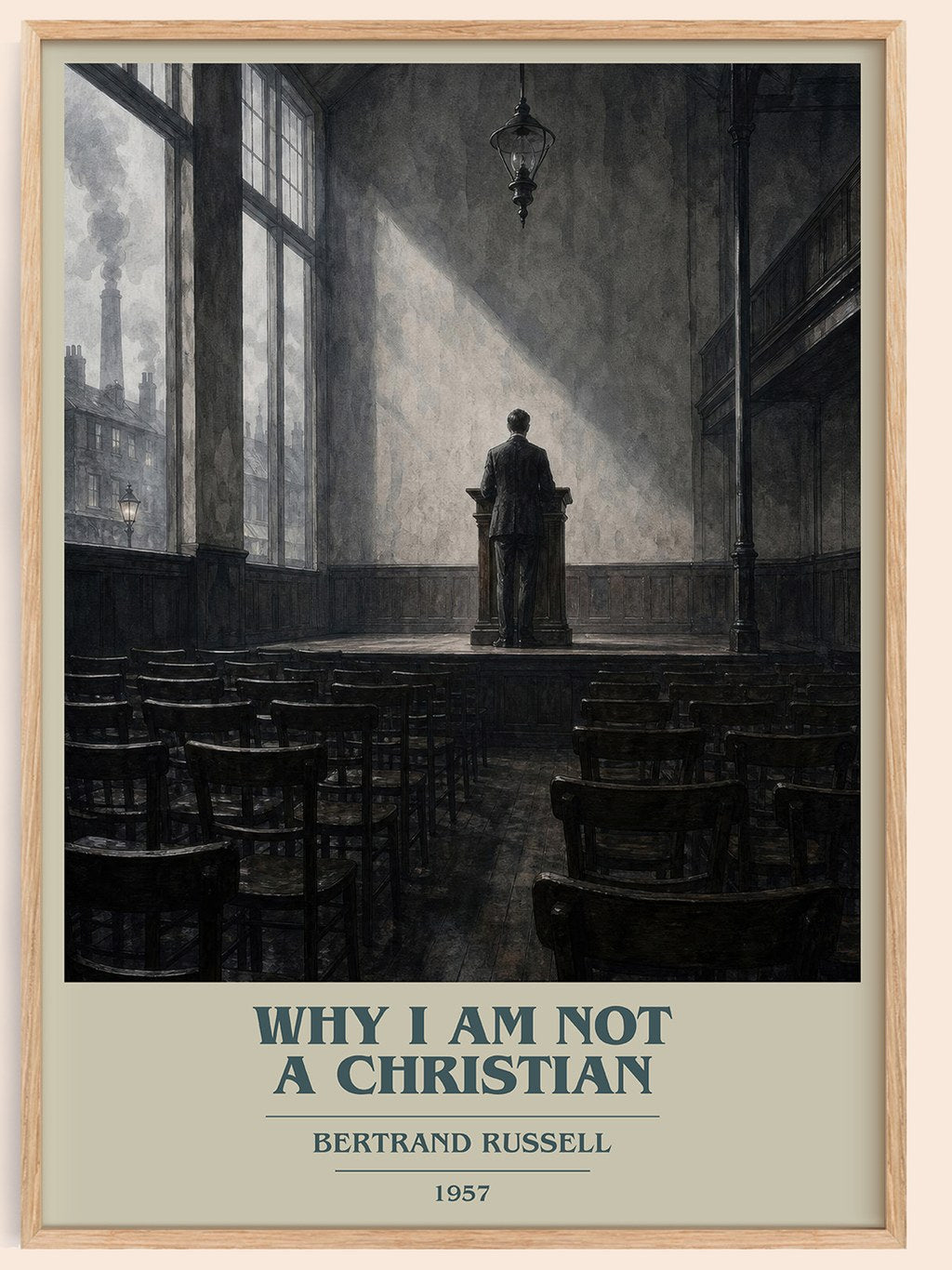 Why I am not a Christian book cover book poster by Bertrand Russell – framed literary art print