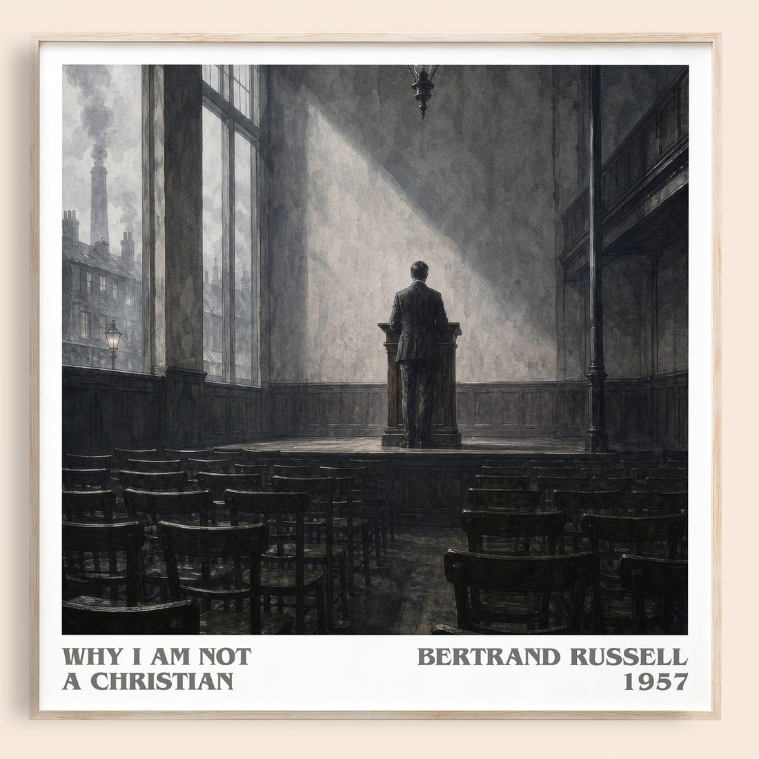 Why I am not a Christian literary book poster by Bertrand Russell – framed literary art print