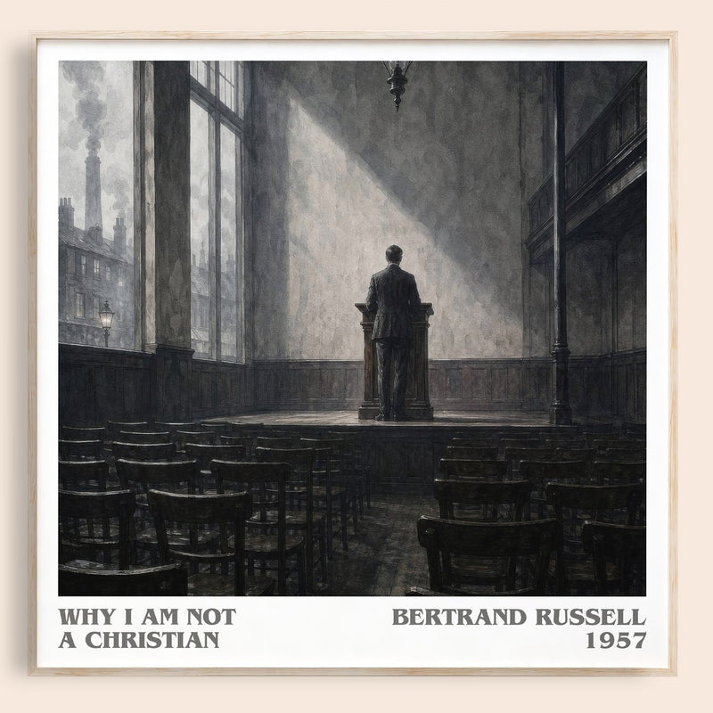 Why I am not a Christian literary book poster by Bertrand Russell – framed literary art print