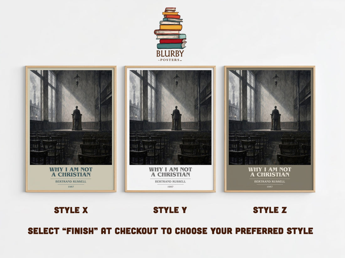 Why I am not a Christian book cover print in frame leaning in hallway – philosophy wall art (mockup)