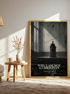 Why I am not a Christian watercolour print in frame leaning in hallway – philosophy wall art