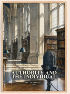 Authority and the Individual watercolour book poster by Bertrand Russell – framed literary art print