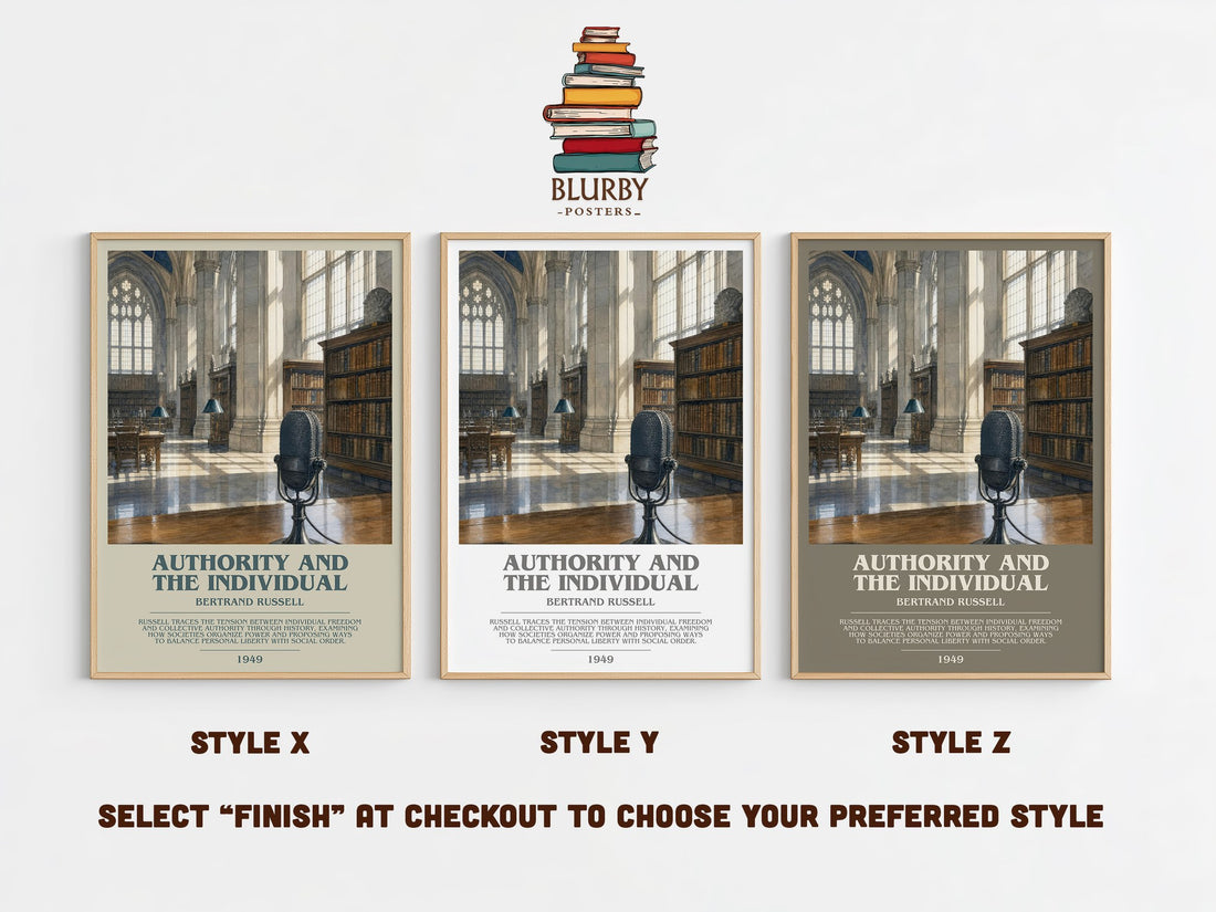 Authority and the Individual bookish print in frame leaning in hallway – philosophy wall art (mockup)