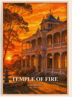 Temple of Fire watercolour book poster by Margaret Way – framed literary art print
