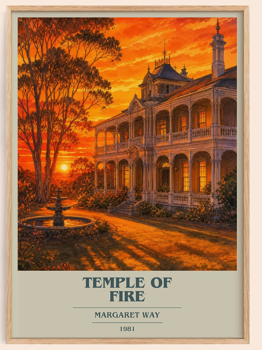 Temple of Fire book cover book poster by Margaret Way – framed literary art print