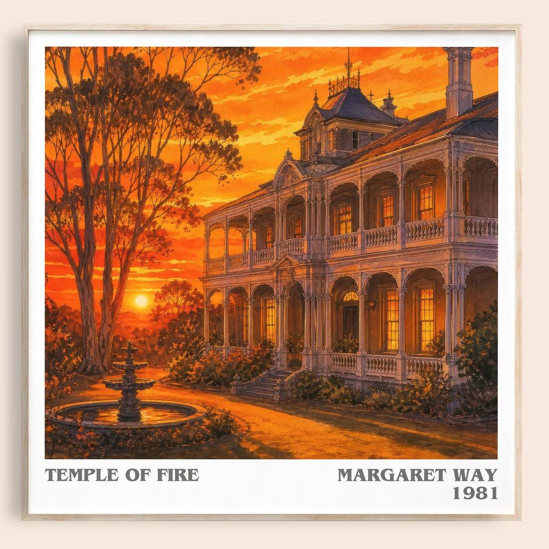 Temple of Fire literary book poster by Margaret Way – framed literary art print