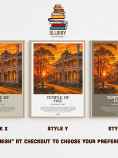 Temple of Fire bookish print in frame leaning in hallway – romance wall art