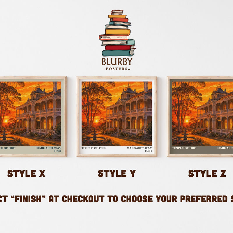 Temple of Fire literary print in frame leaning in hallway – romance wall art