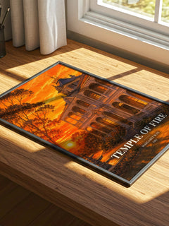 Temple of Fire watercolour book poster framed on wall – romance wall art