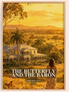 The Butterfly and the Baron watercolour book poster by Margaret Way – framed literary art print