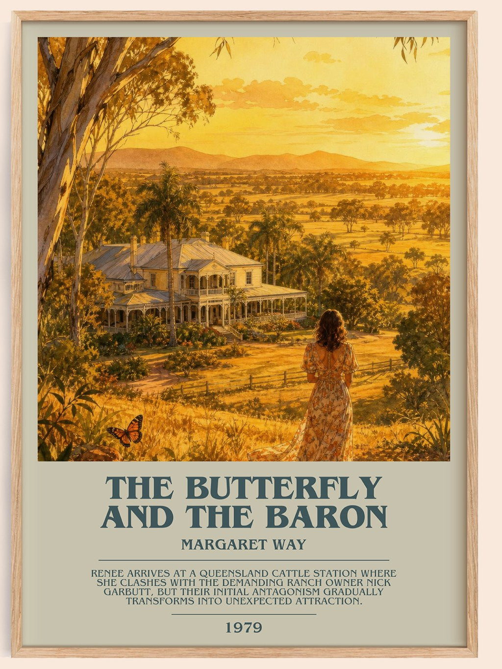The Butterfly and the Baron bookish book poster by Margaret Way – framed literary art print