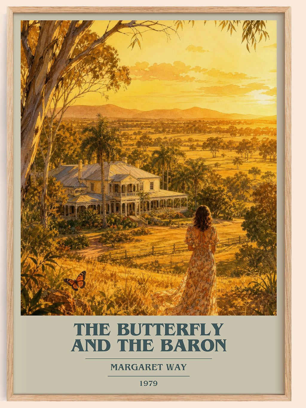 The Butterfly and the Baron book cover book poster by Margaret Way – framed literary art print