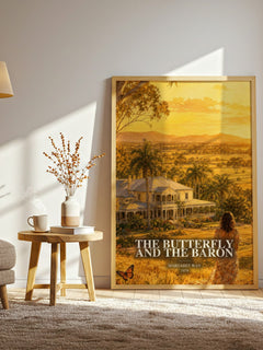 The Butterfly and the Baron watercolour print in frame leaning in hallway – romance wall art