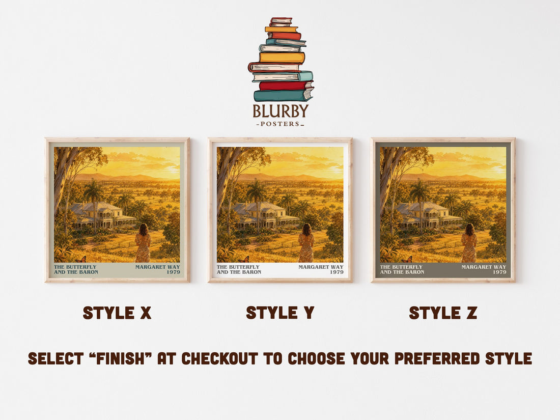 The Butterfly and the Baron literary print in frame leaning in hallway – romance wall art (mockup)
