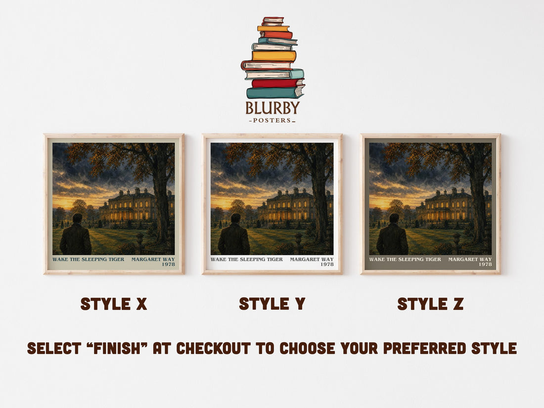 Wake the Sleeping Tiger literary print in frame leaning in hallway – romance wall art (mockup)