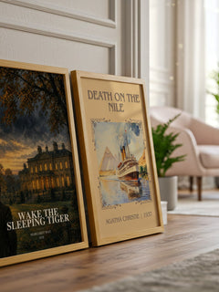 Wake the Sleeping Tiger watercolour print framed by window – literary home decor