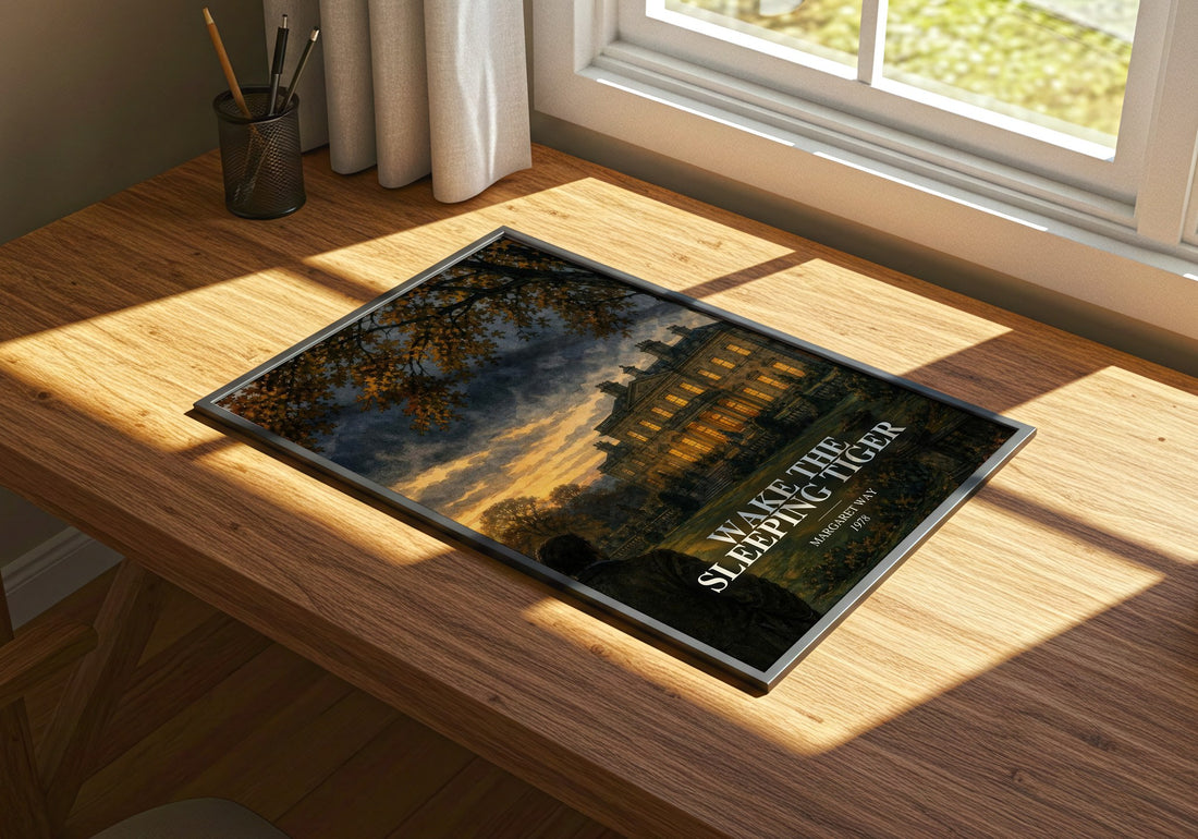 Wake the Sleeping Tiger watercolour book poster framed on wall – romance wall art