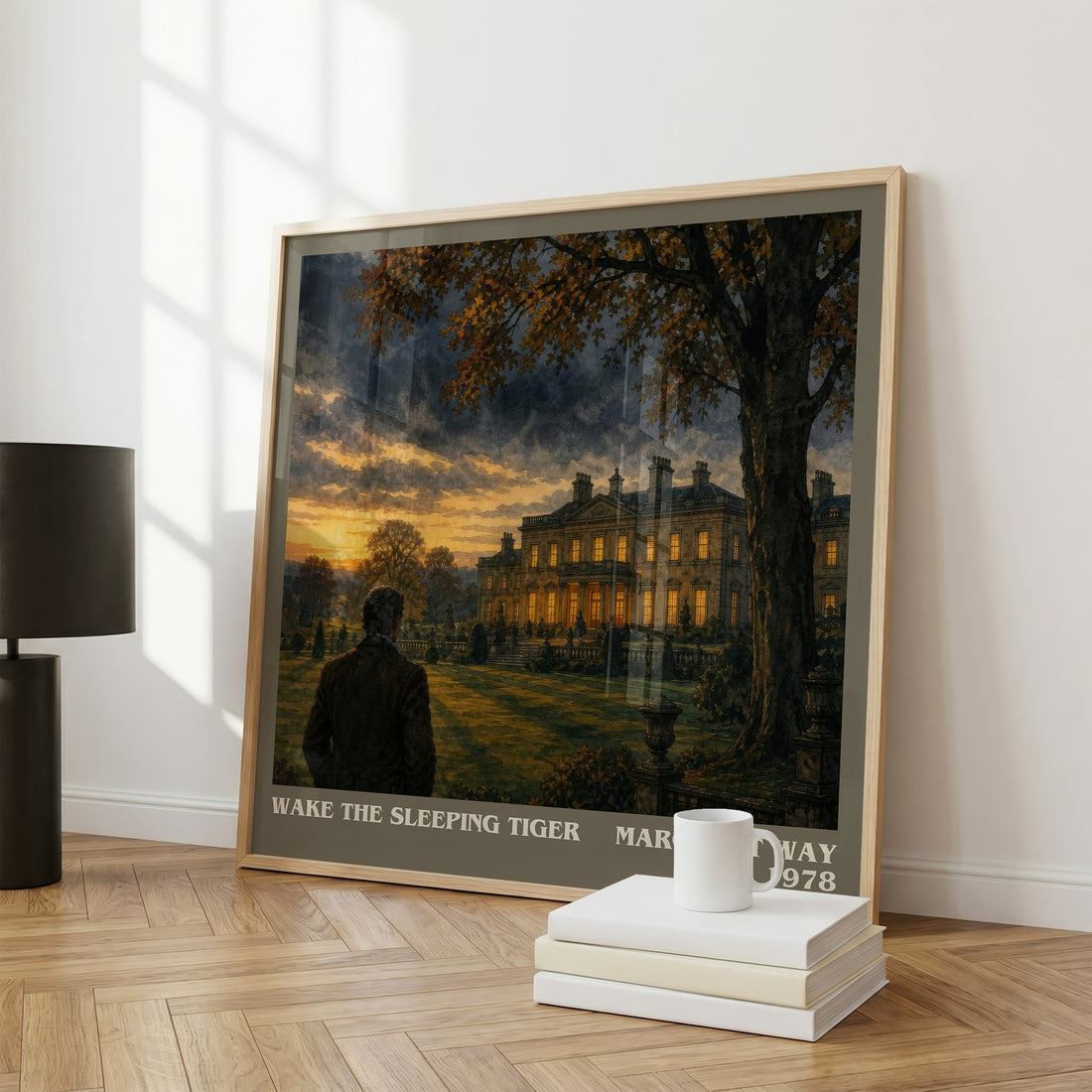 Wake the Sleeping Tiger literary print framed by window – literary home decor
