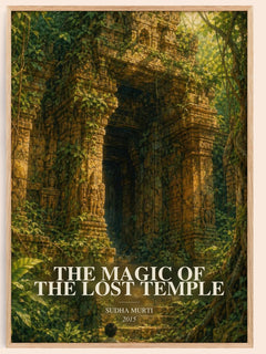 The Magic of the Lost Temple watercolour book poster by Sudha Murti – framed literary art print