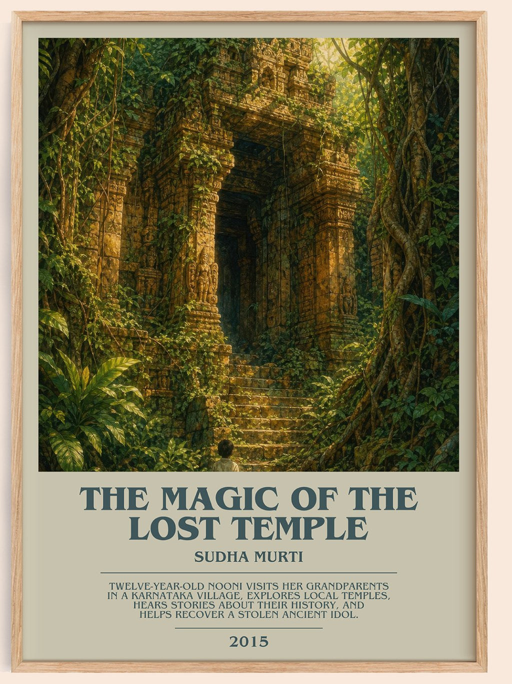 The Magic of the Lost Temple bookish book poster by Sudha Murti – framed literary art print