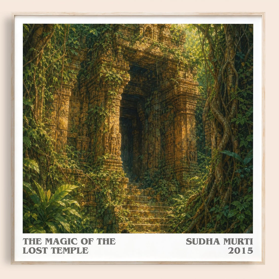 The Magic of the Lost Temple literary book poster by Sudha Murti – framed literary art print