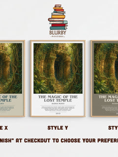 The Magic of the Lost Temple bookish print in frame leaning in hallway – childrens wall art