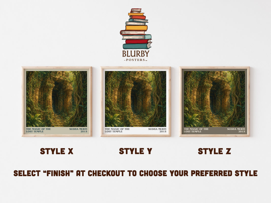 The Magic of the Lost Temple literary print in frame leaning in hallway – childrens wall art (mockup)
