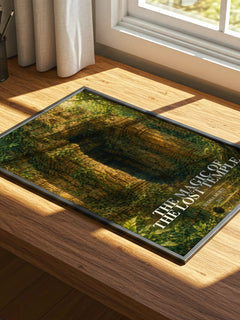 The Magic of the Lost Temple watercolour book poster framed on wall – childrens wall art