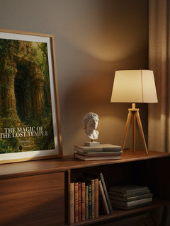 The Magic of the Lost Temple watercolour print on bookshelf – Sudha Murti fan gift
