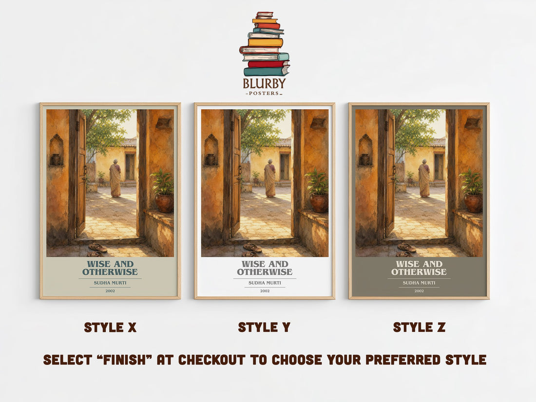 Wise and otherwise book cover print in frame leaning in hallway – memoir wall art (mockup)
