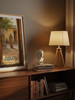 Wise and otherwise watercolour print on bookshelf – Sudha Murti fan gift