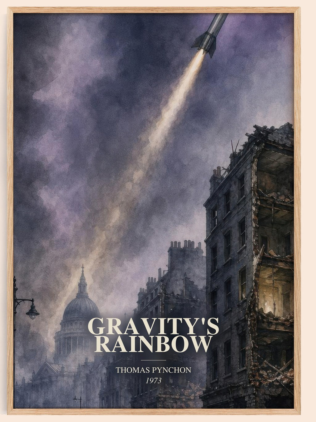 Gravity's Rainbow watercolour book poster by Thomas Pynchon – framed literary art print