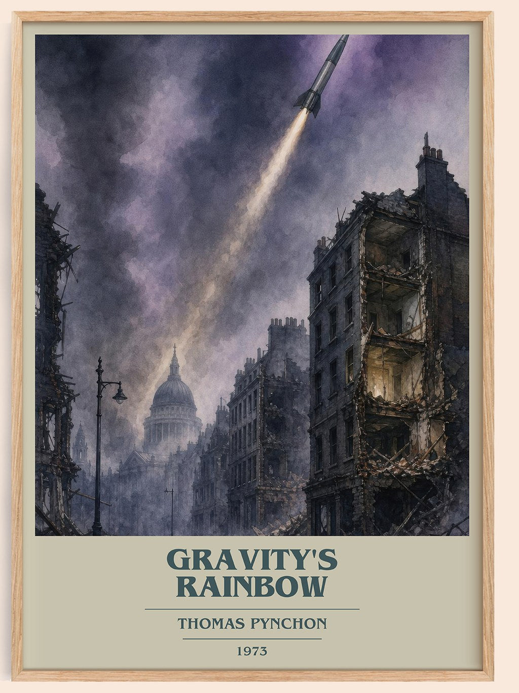 Gravity's Rainbow book cover book poster by Thomas Pynchon – framed literary art print