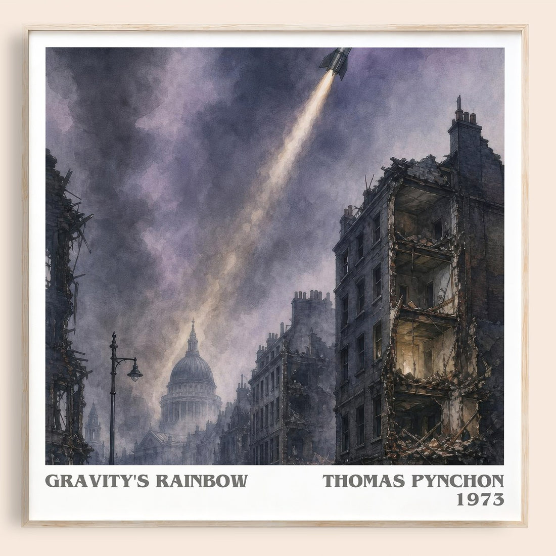 Gravity's Rainbow literary book poster by Thomas Pynchon – framed literary art print