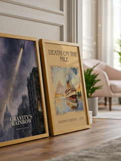 Gravity's Rainbow watercolour print framed by window – literary home decor