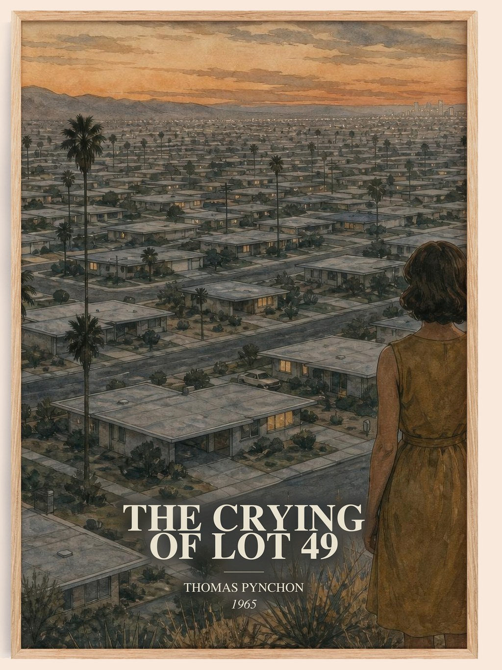 The Crying of Lot 49 watercolour book poster by Thomas Pynchon – framed literary art print
