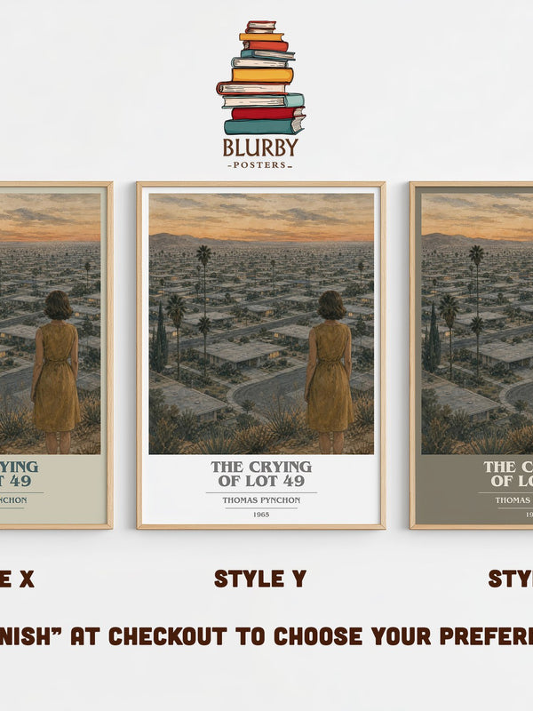The Crying of Lot 49 book cover print in frame leaning in hallway – literary fiction wall art