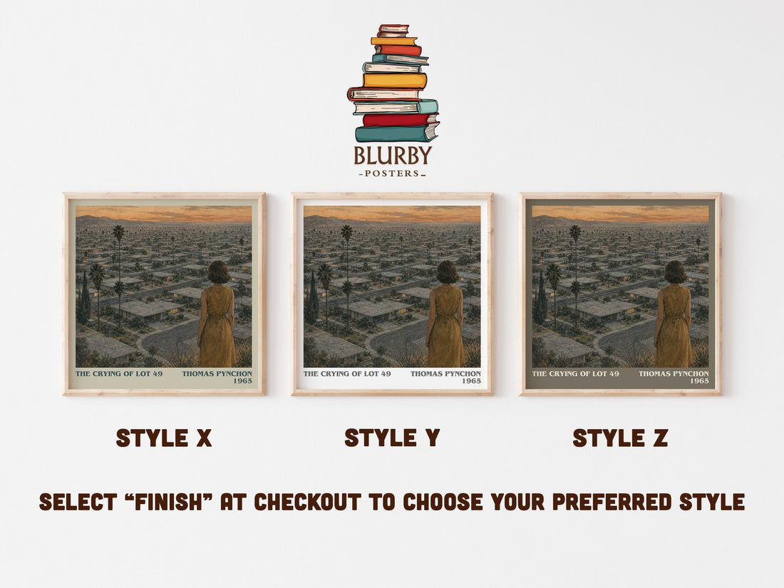The Crying of Lot 49 literary print in frame leaning in hallway – literary fiction wall art (mockup)