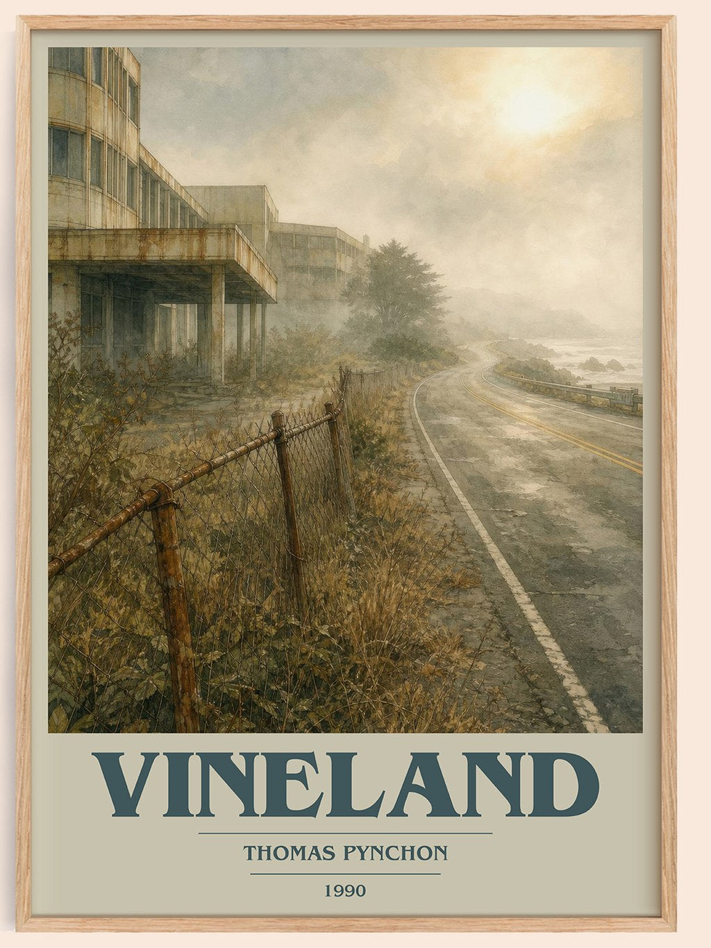 Vineland book cover book poster by Thomas Pynchon – framed literary art print