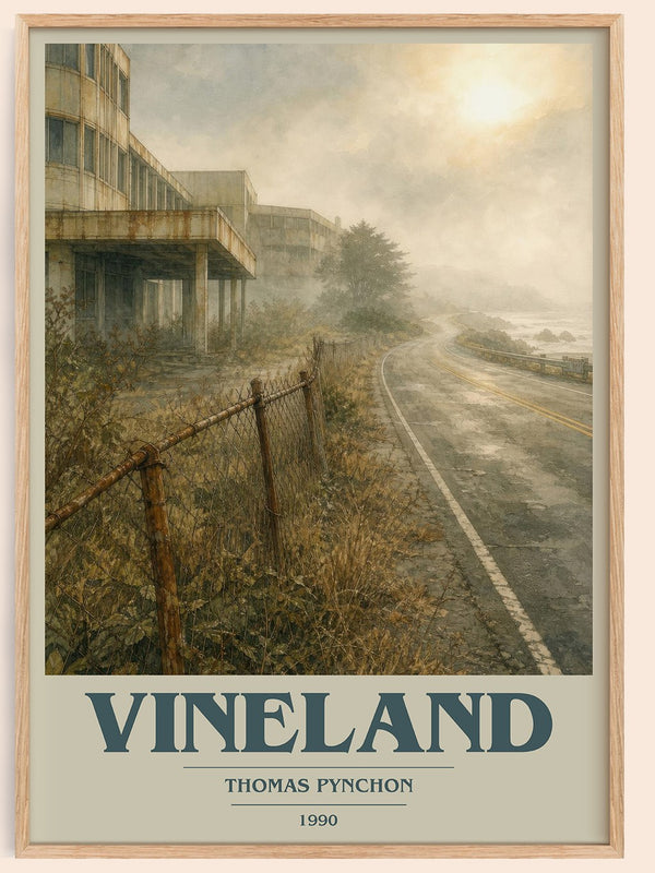 Vineland book cover book poster by Thomas Pynchon – framed literary art print