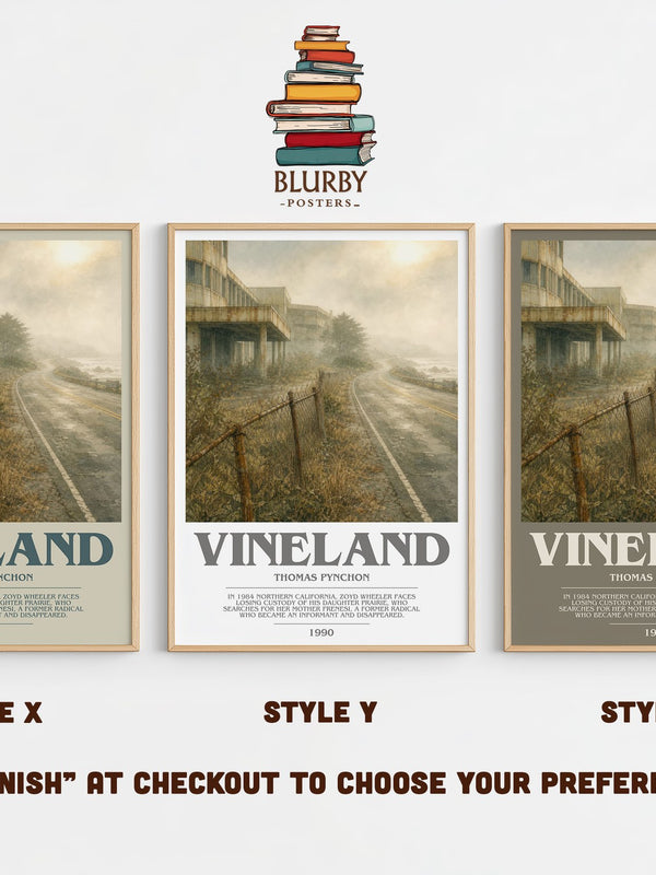 Vineland bookish print in frame leaning in hallway – literary fiction wall art
