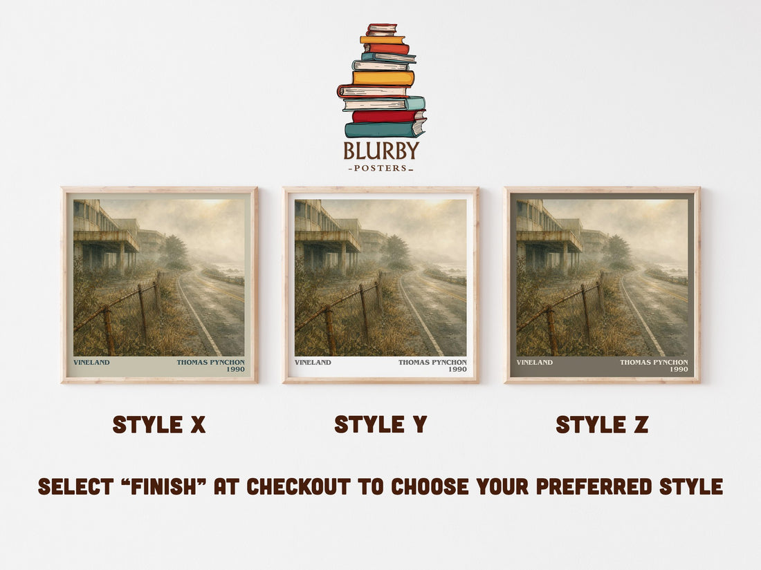Vineland literary print in frame leaning in hallway – literary fiction wall art (mockup)
