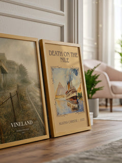 Vineland watercolour print framed by window – literary home decor
