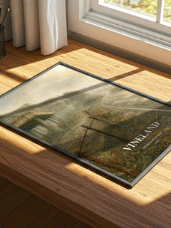 Vineland watercolour book poster framed on wall – literary fiction wall art