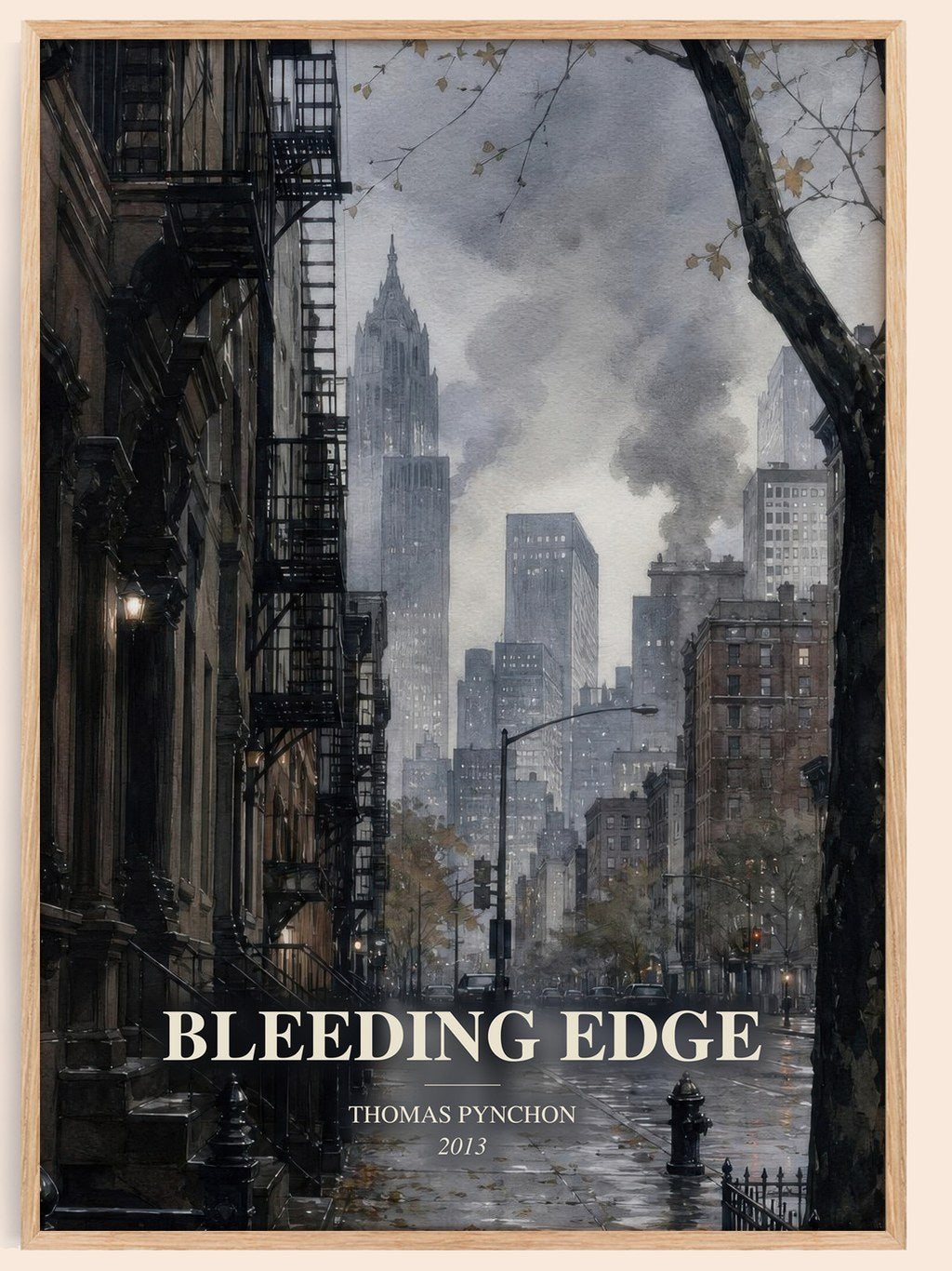 Bleeding Edge watercolour book poster by Thomas Pynchon – framed literary art print