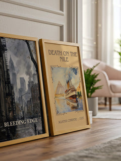 Bleeding Edge watercolour print framed by window – literary home decor