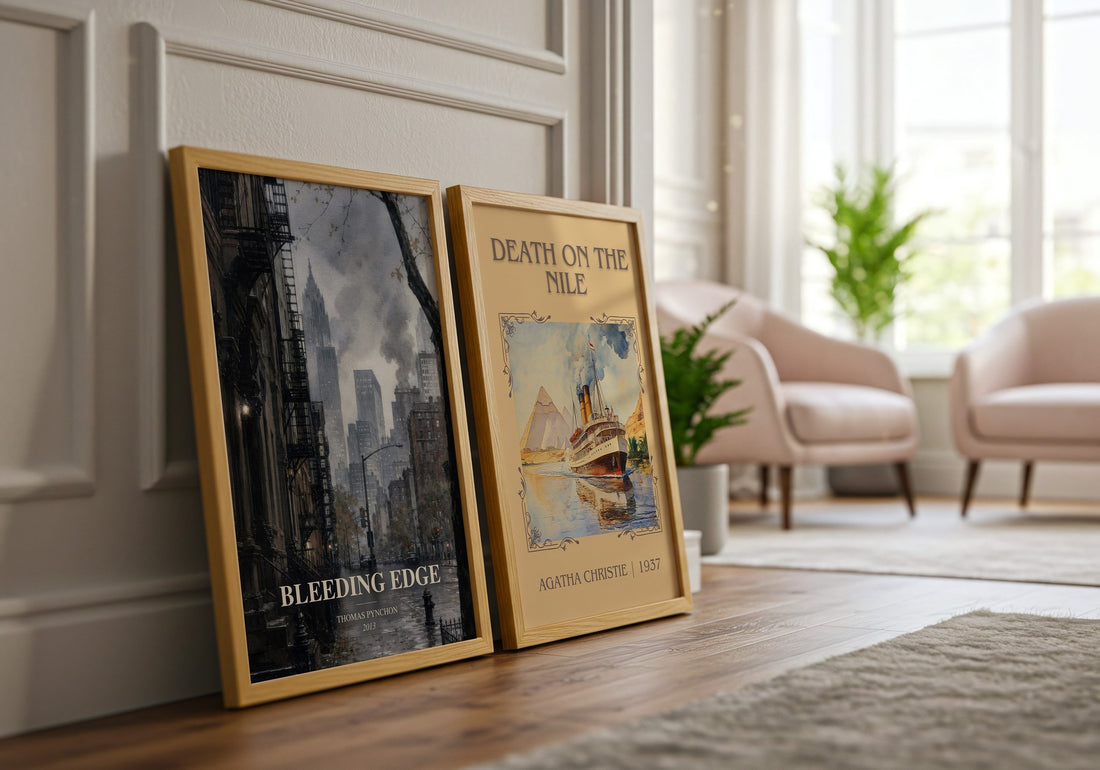 Bleeding Edge watercolour print framed by window – literary home decor