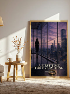 A First Time for Everything watercolour print in frame leaning in hallway – romance wall art